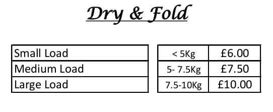 Dry and Fold prices
