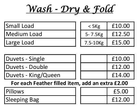 Wash Dry and Fold prices